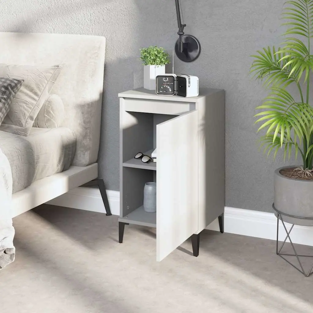 Bedside Cabinet White 40x35x70cm Nightstand Side Table with Door Storage
