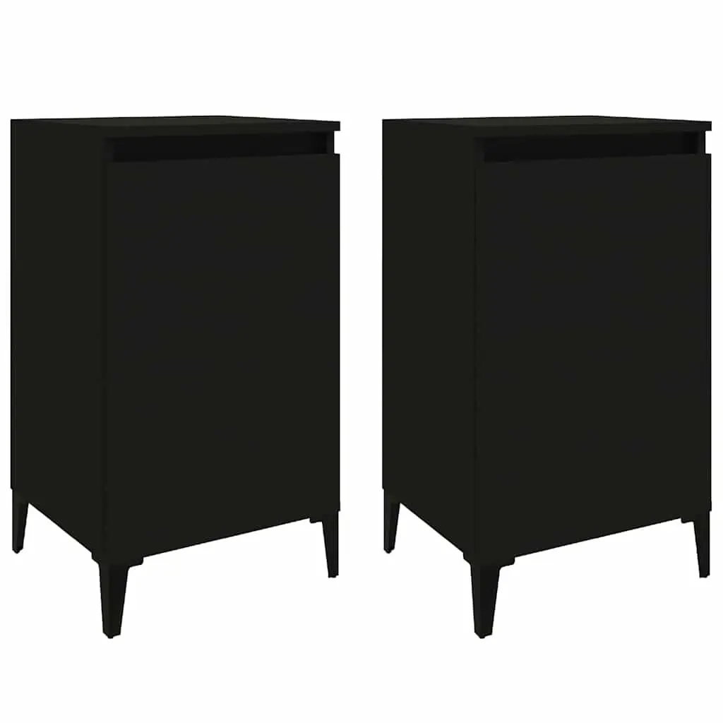 Bedside Cabinets Black 2 pcs Nightstand with Door Storage 40 x 35 x 70 cm
