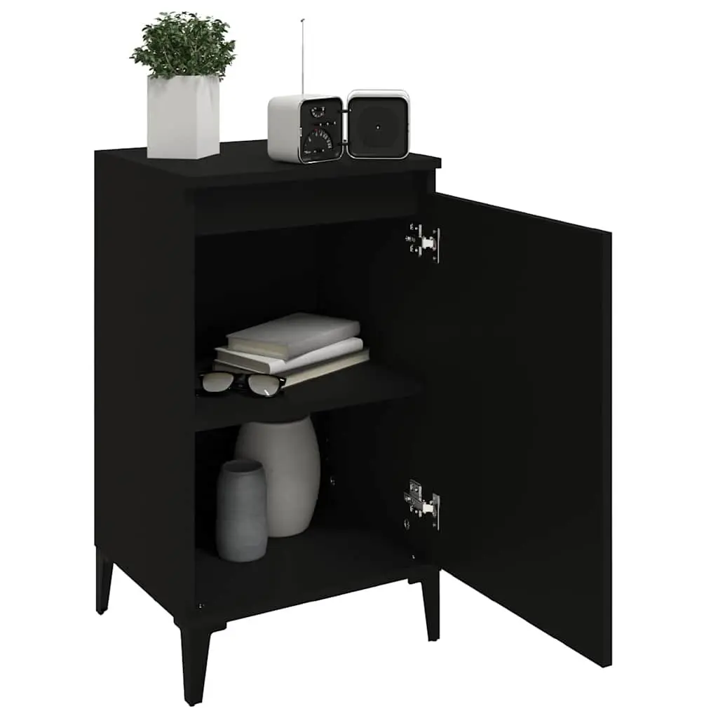 Bedside Cabinets Black 2 pcs Nightstand with Door Storage 40 x 35 x 70 cm