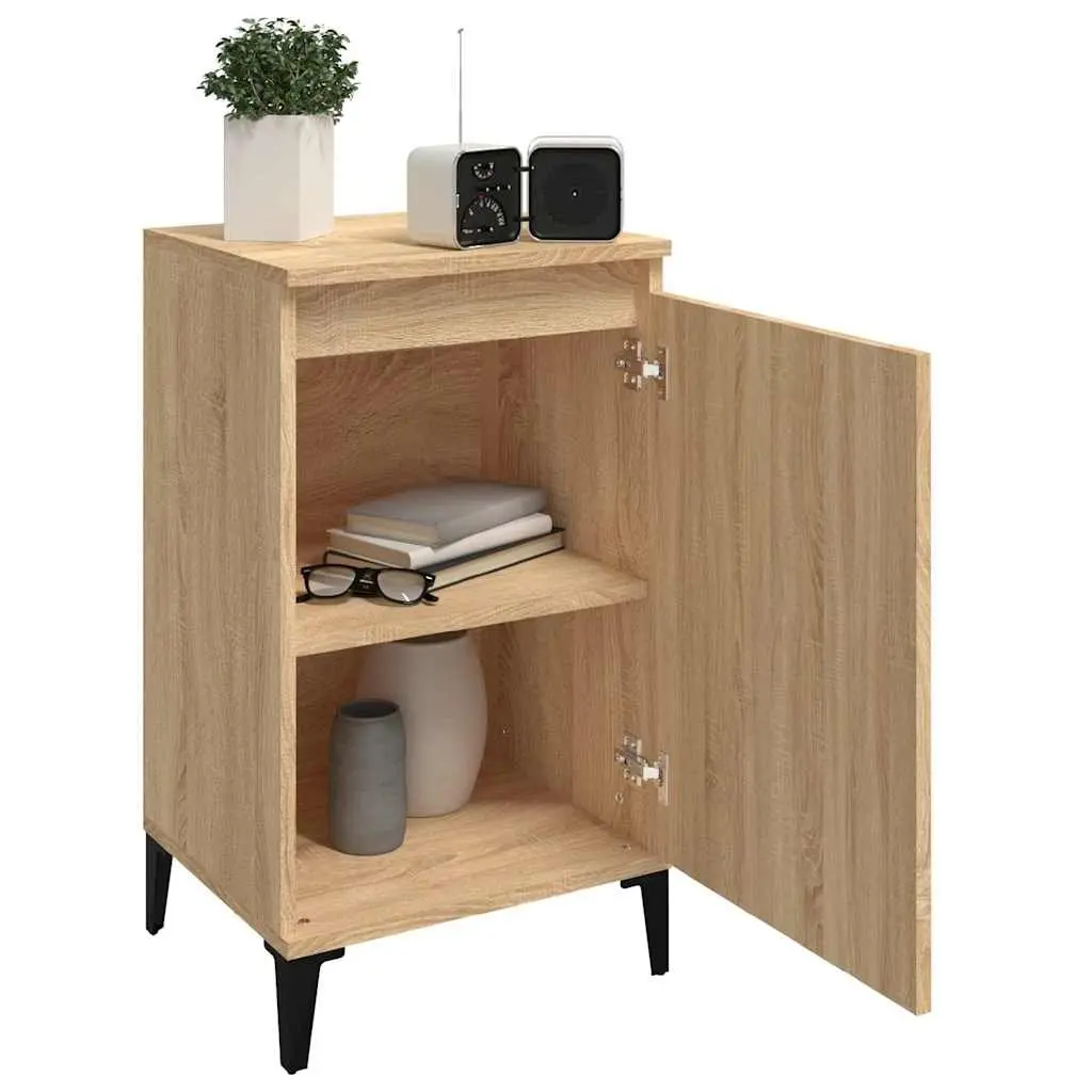 Bedside Cabinet 2 pcs Brown Engineered Wood Nightstand Storage Table 40x35x70cm