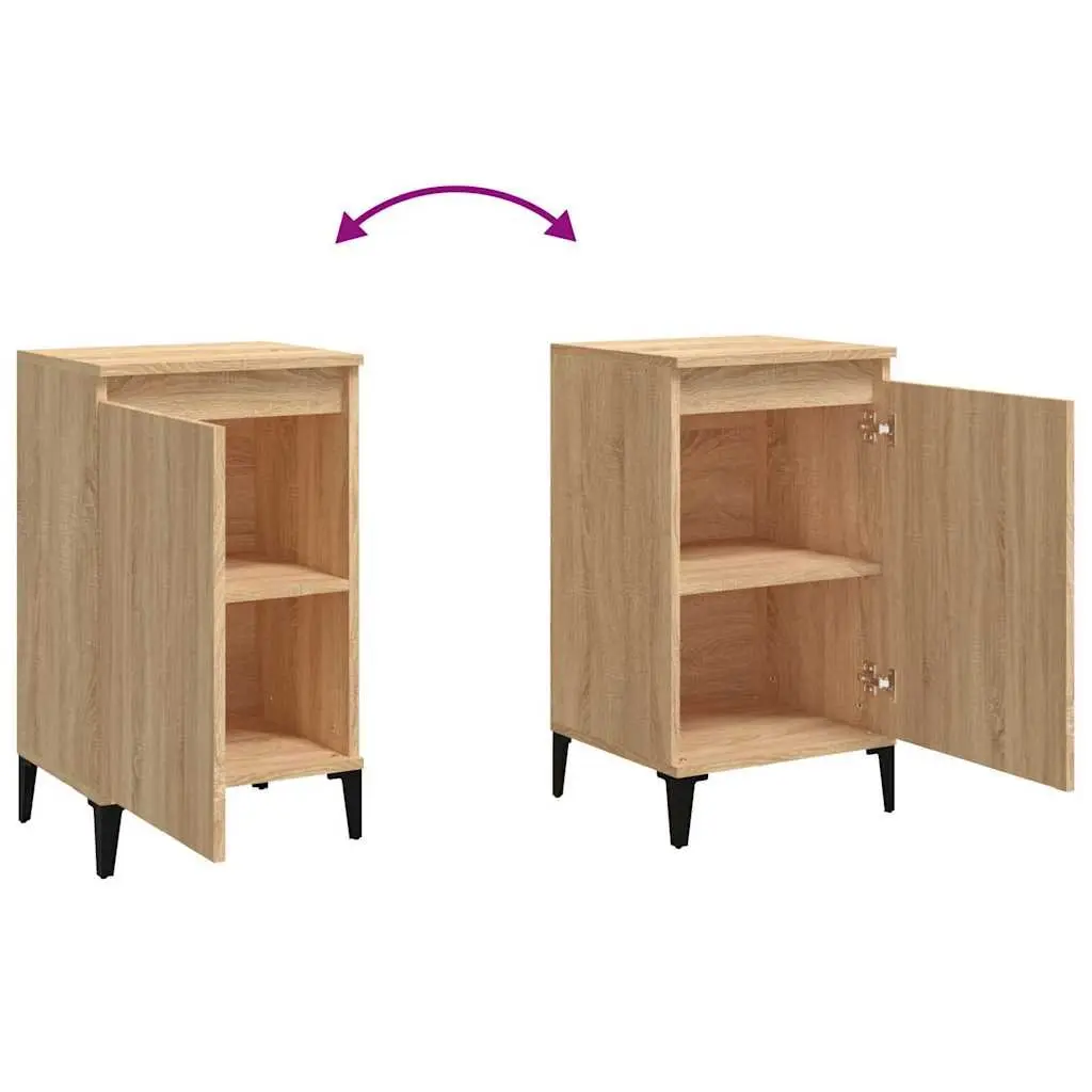 Bedside Cabinet 2 pcs Brown Engineered Wood Nightstand Storage Table 40x35x70cm
