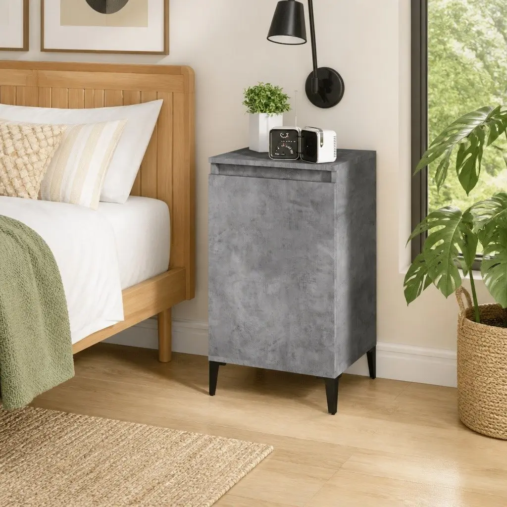 Bedside Cabinet Concrete Grey 40x35x70cm Storage Table