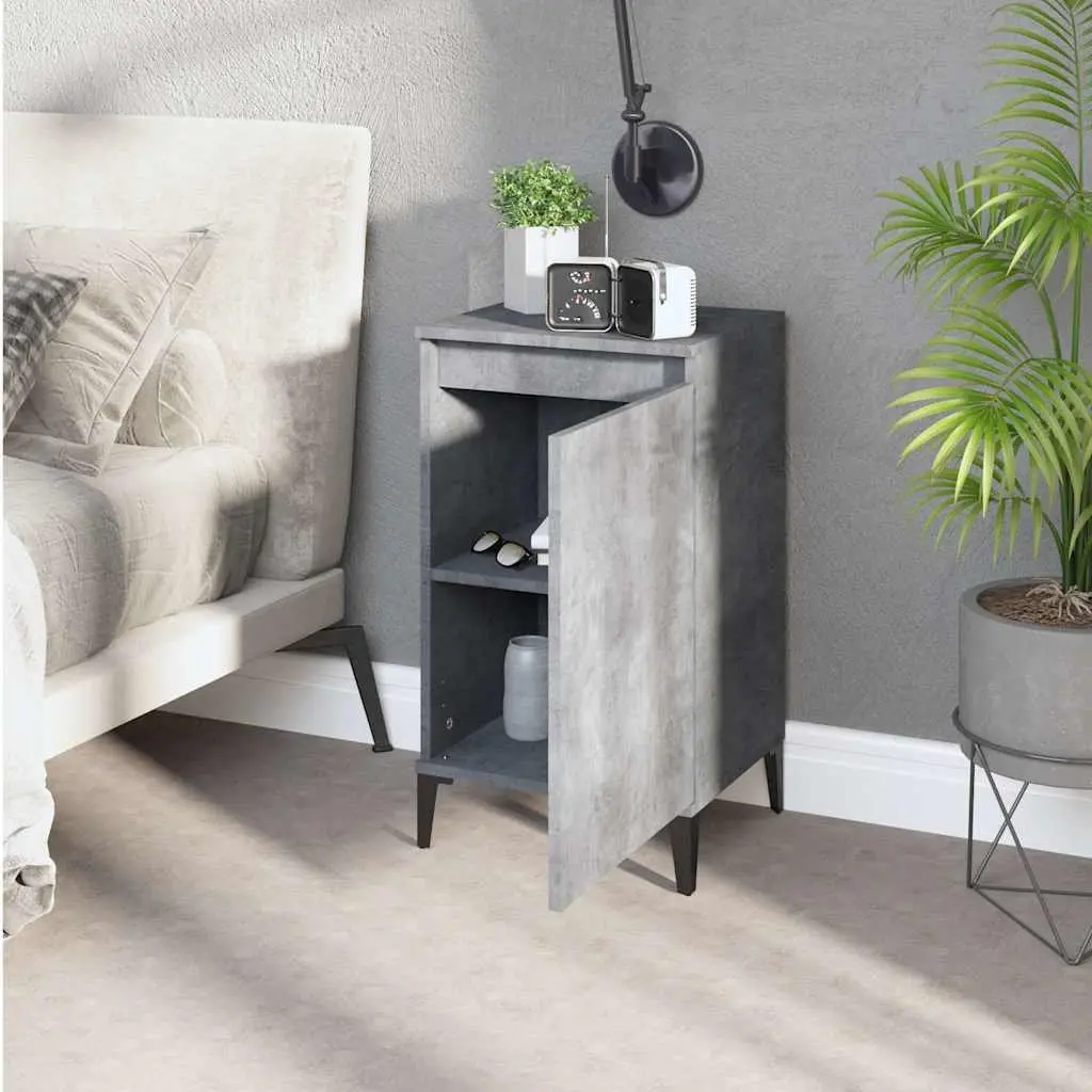 Bedside Cabinet Concrete Grey 40x35x70cm Storage Table