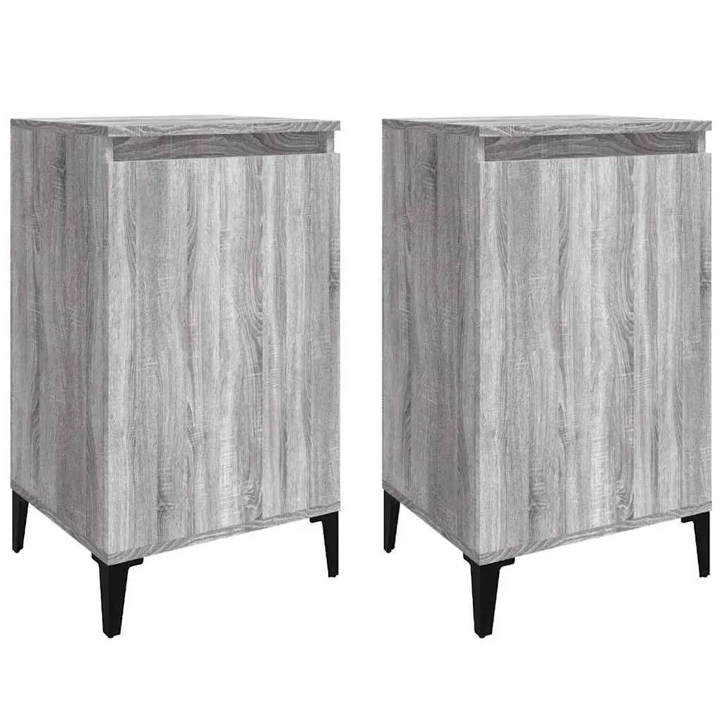 Bedside Cabinets Grey Sonoma Engineered Wood 2 Piece Nightstand Storage