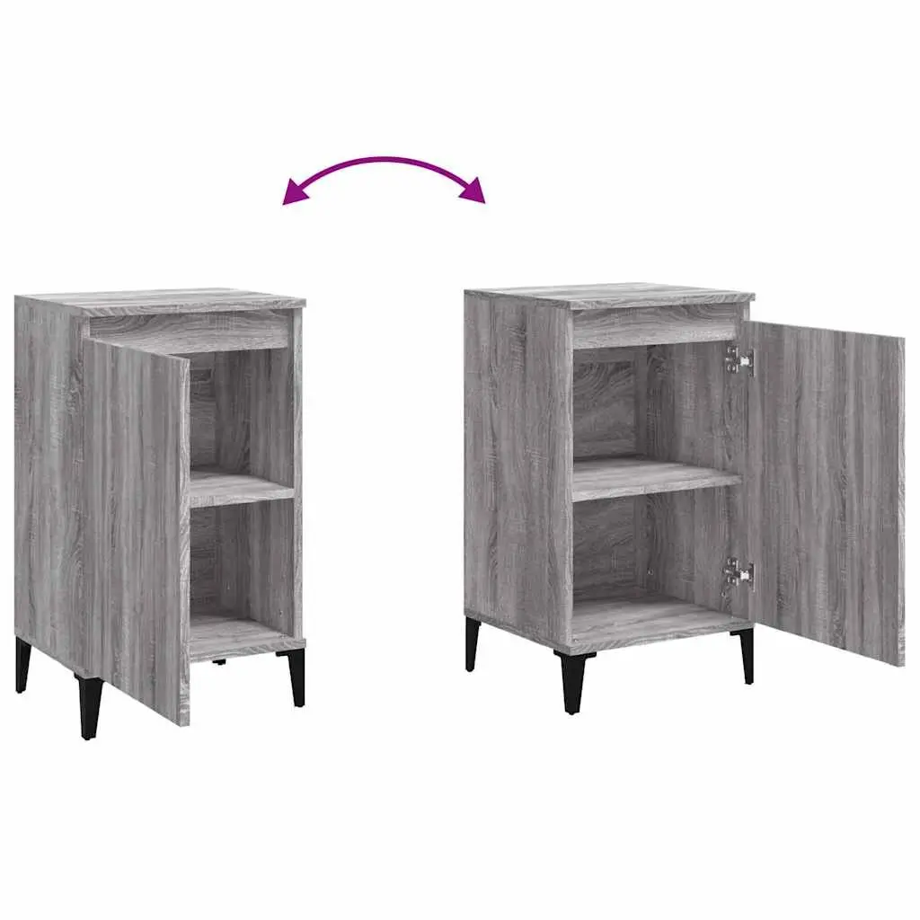 Bedside Cabinets Grey Sonoma Engineered Wood 2 Piece Nightstand Storage