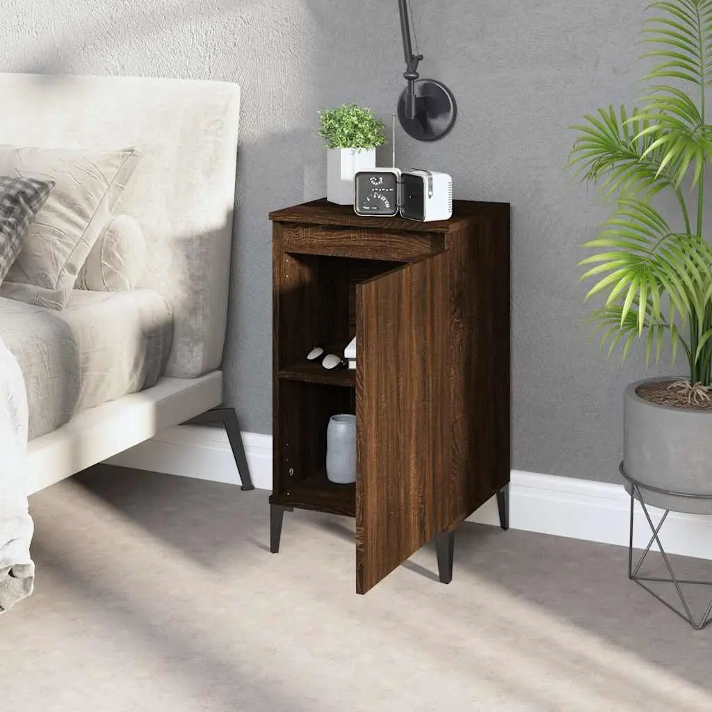 Bedside Cabinets 2 pcs Brown Oak Nightstands Storage Cabinet Bedroom Furniture