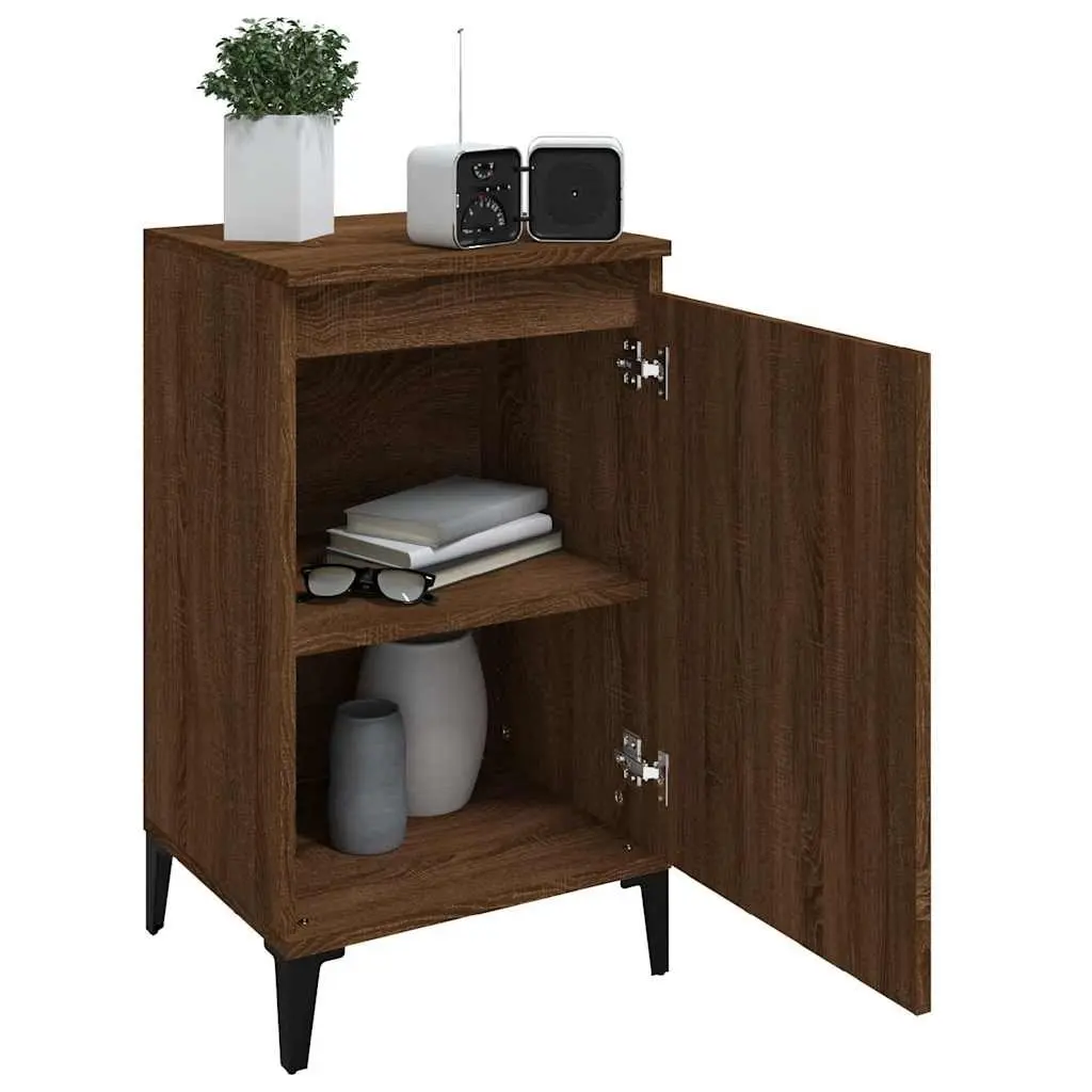 Bedside Cabinets 2 pcs Brown Oak Nightstands Storage Cabinet Bedroom Furniture