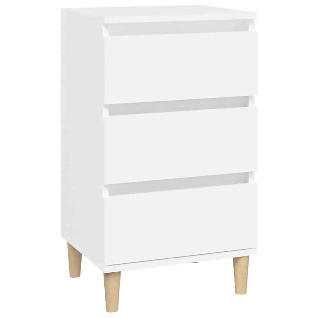 3 Drawer Nightstand White Engineered Wood 40x35x70 cm Bedside Cabinet Storage Furniture