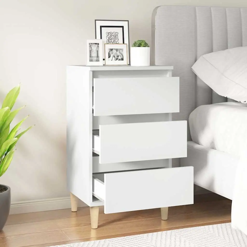 3 Drawer Nightstand White Engineered Wood 40x35x70 cm Bedside Cabinet Storage Furniture