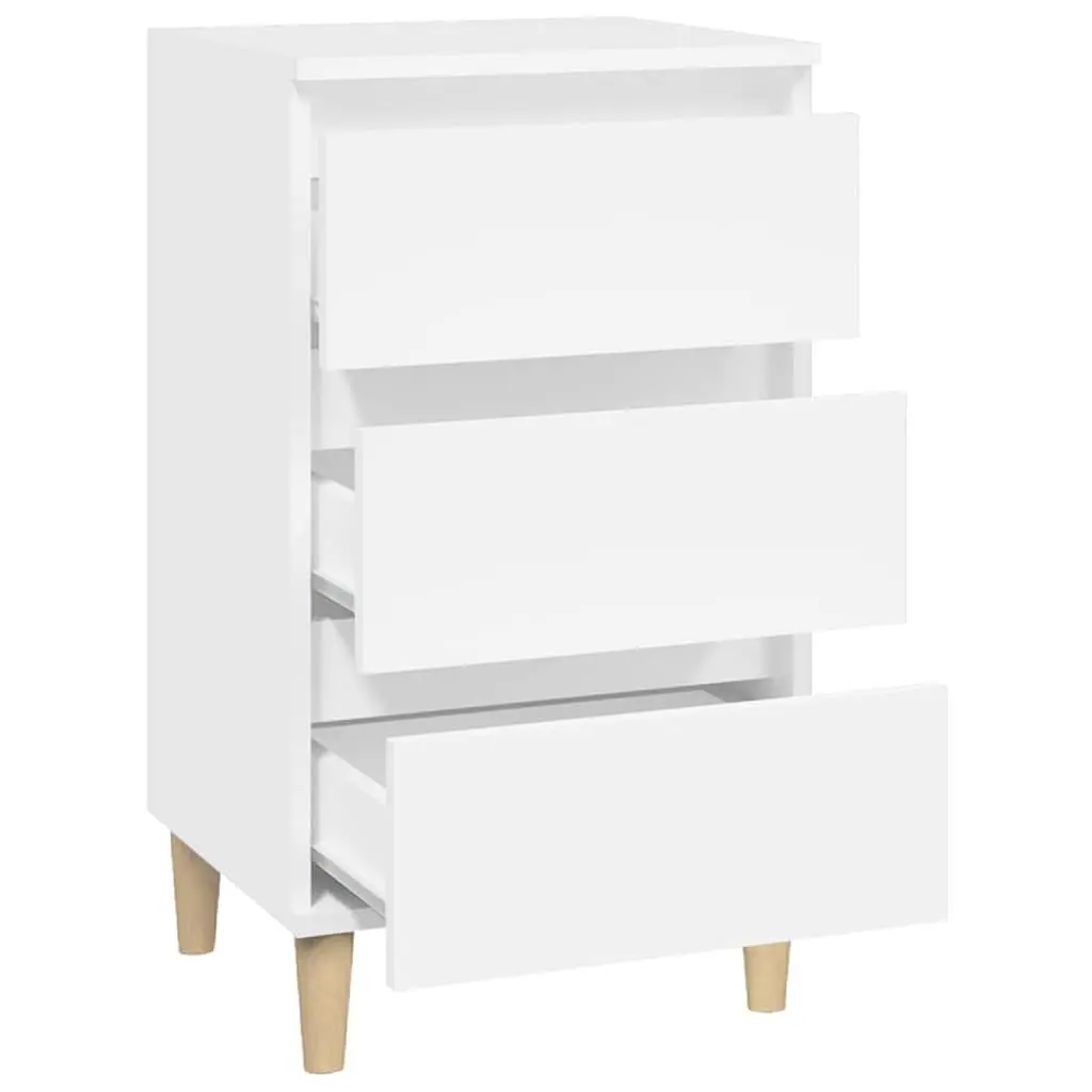 3 Drawer Nightstand White Engineered Wood 40x35x70 cm Bedside Cabinet Storage Furniture
