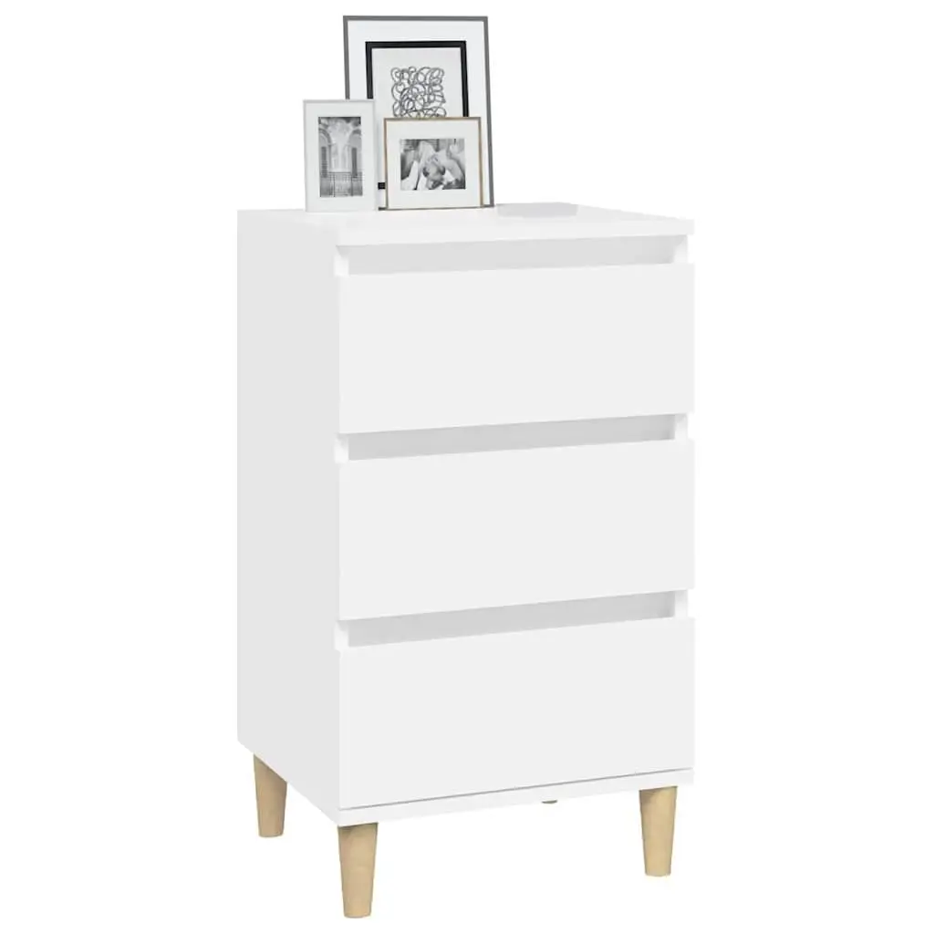 3 Drawer Nightstand White Engineered Wood 40x35x70 cm Bedside Cabinet Storage Furniture