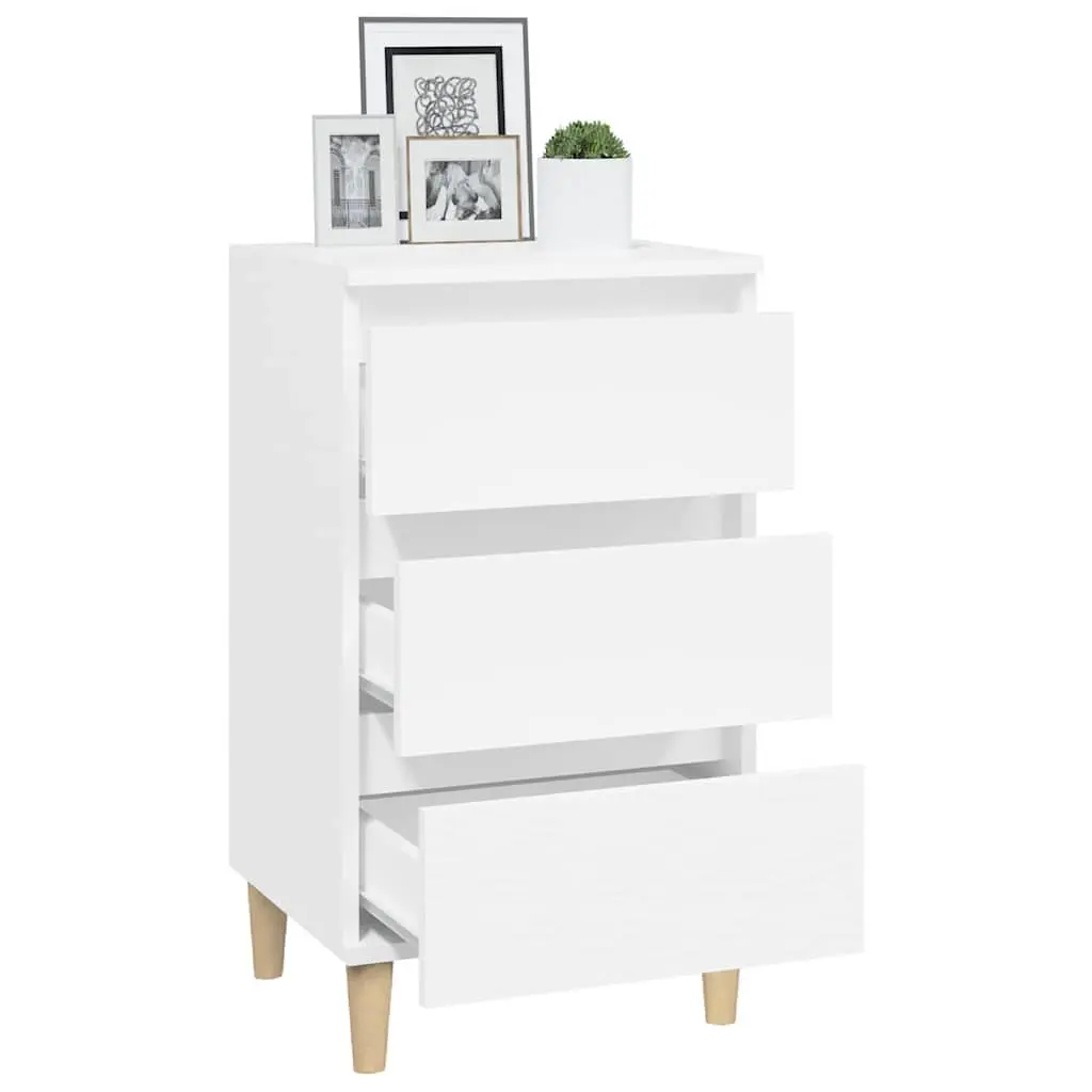 3 Drawer Nightstand White Engineered Wood 40x35x70 cm Bedside Cabinet Storage Furniture