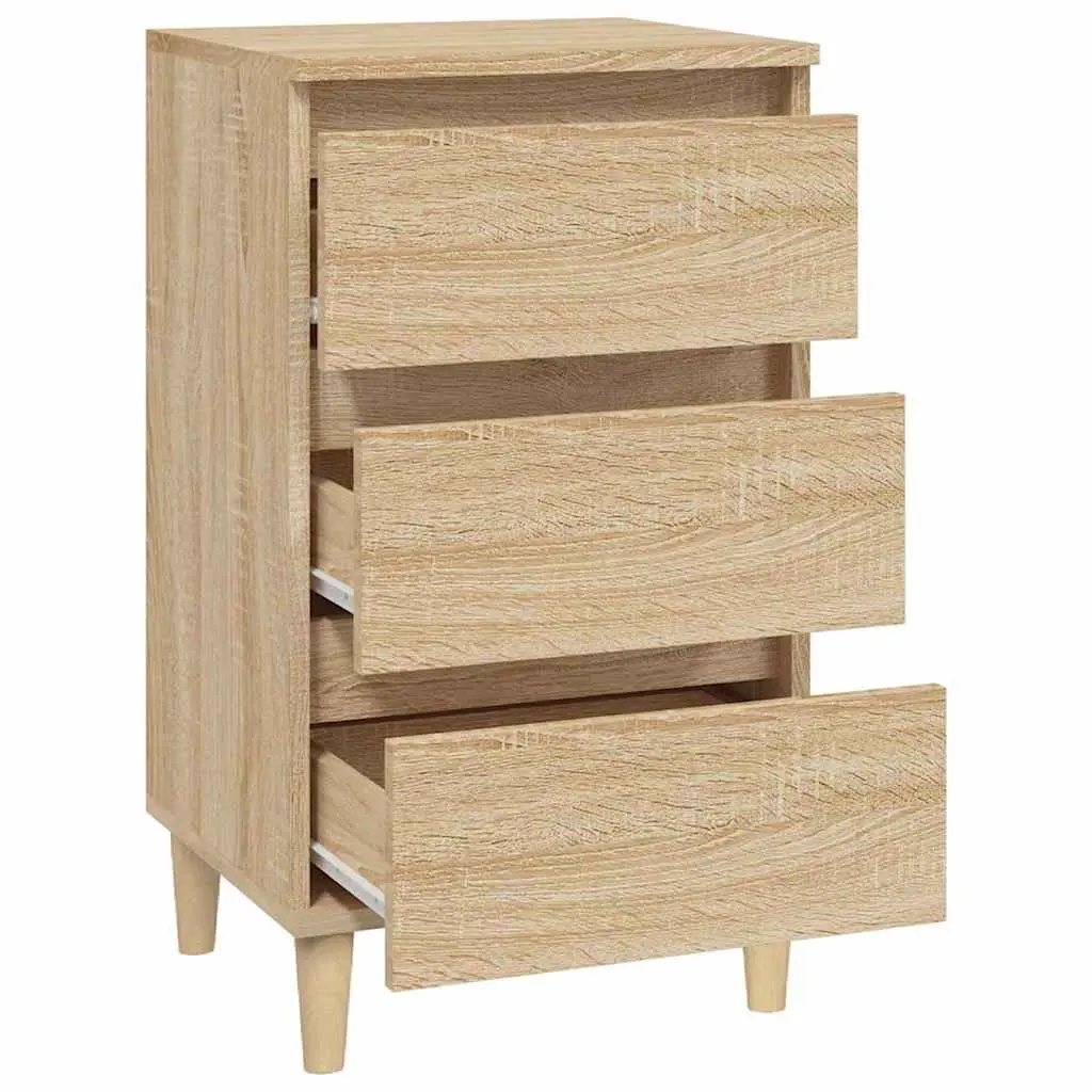 Bedside Cabinet Brown Engineered Wood 3 Drawer Nightstand