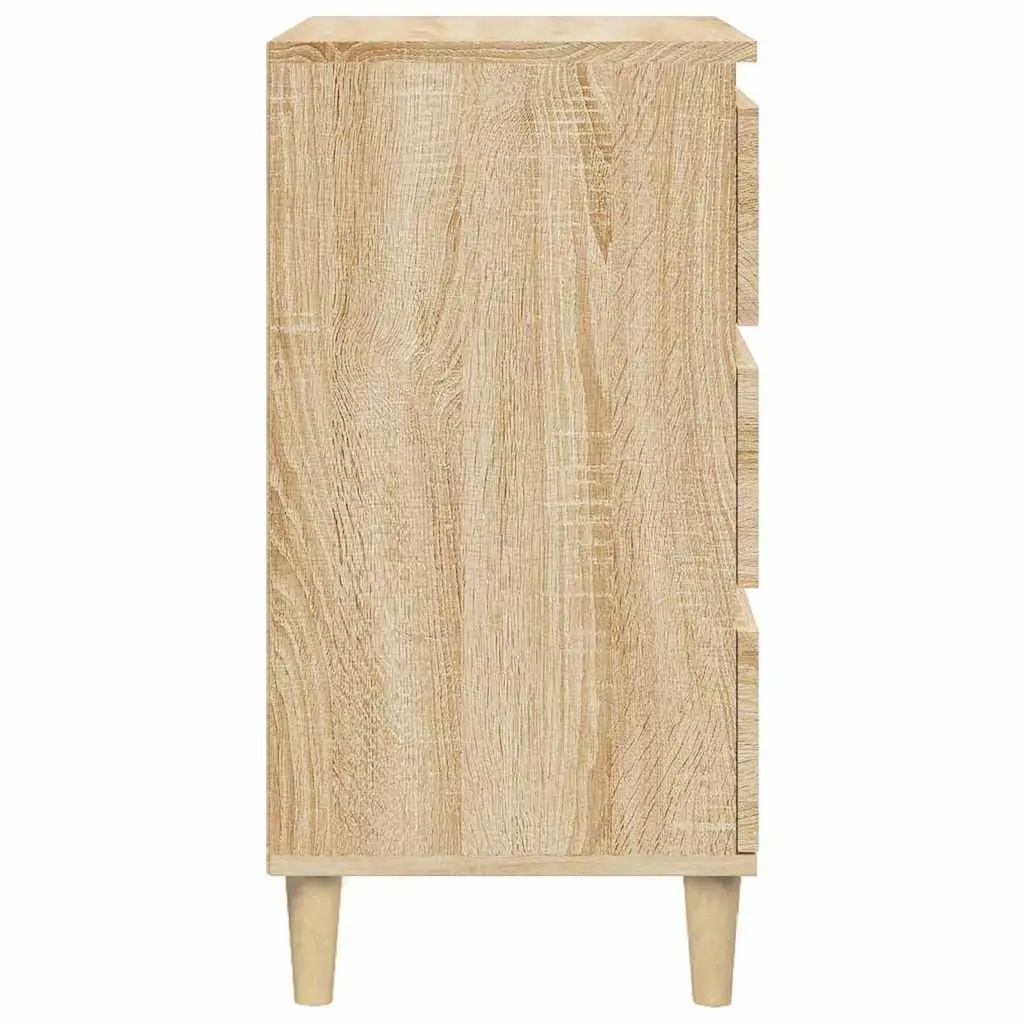 Bedside Cabinet Brown Engineered Wood 3 Drawer Nightstand