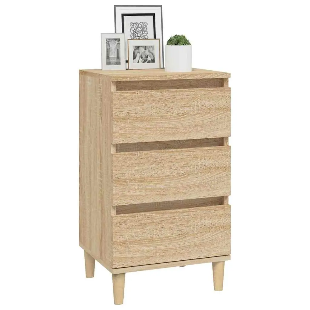 Bedside Cabinet Brown Engineered Wood 3 Drawer Nightstand