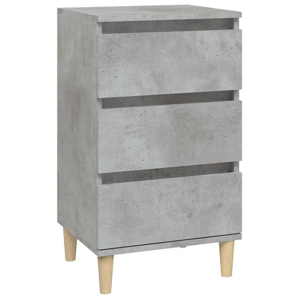 Engineered Wood Nightstand Grey 3 Drawer Bedside Cabinet 40x35x70cm
