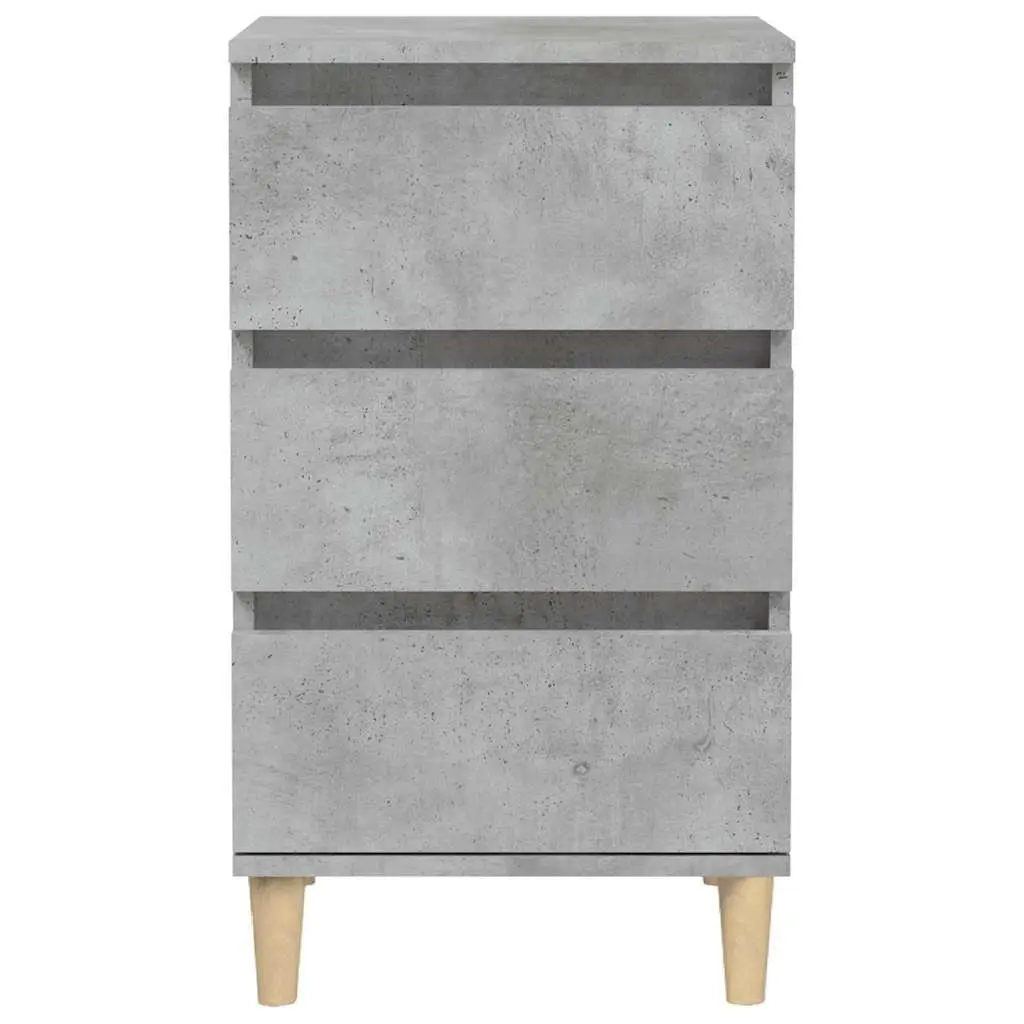 Engineered Wood Nightstand Grey 3 Drawer Bedside Cabinet 40x35x70cm