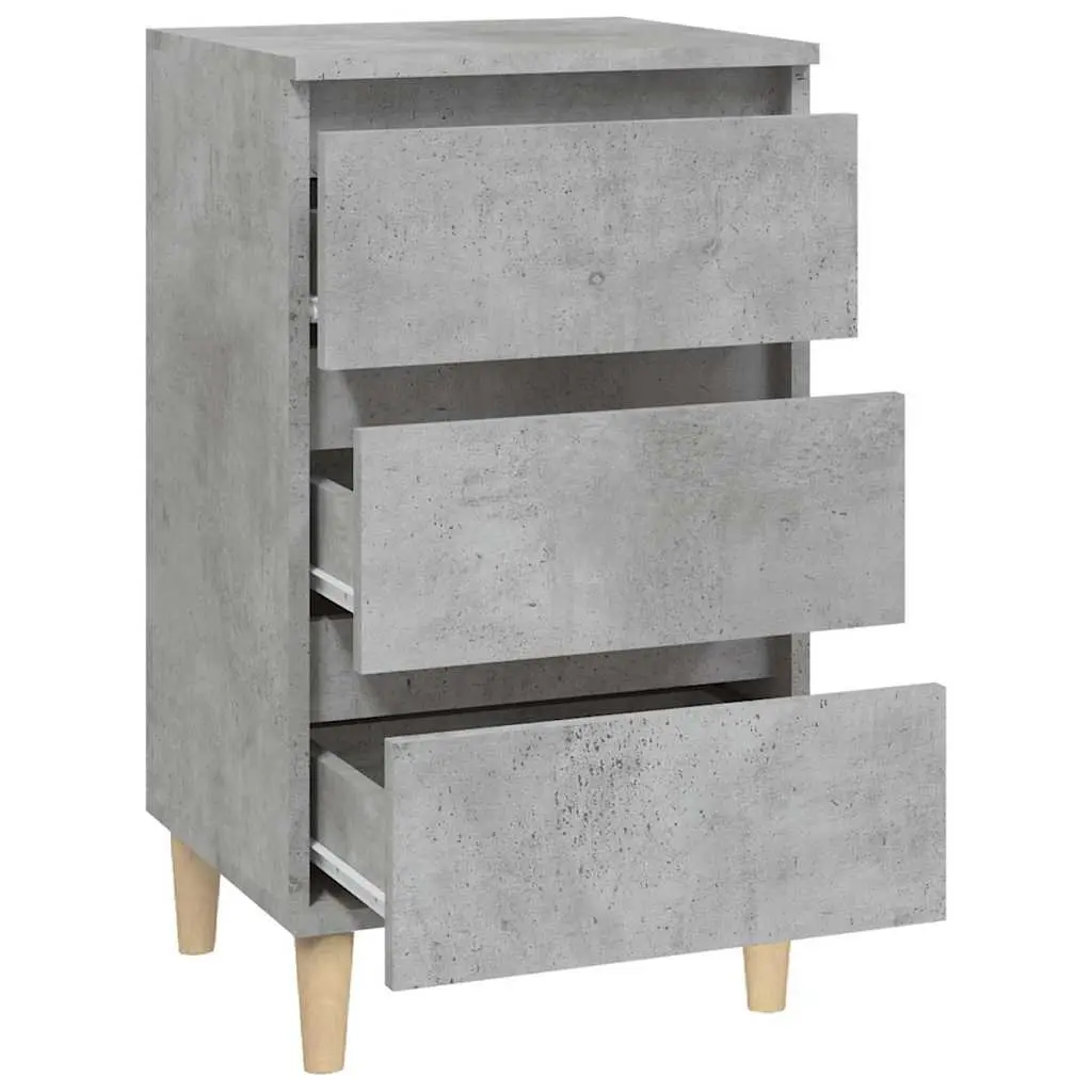 Engineered Wood Nightstand Grey 3 Drawer Bedside Cabinet 40x35x70cm