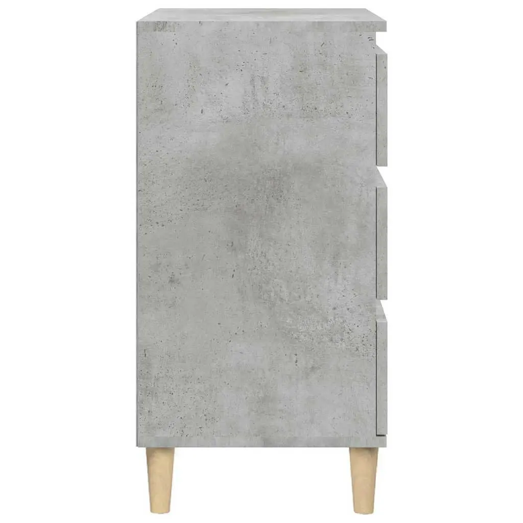 Engineered Wood Nightstand Grey 3 Drawer Bedside Cabinet 40x35x70cm