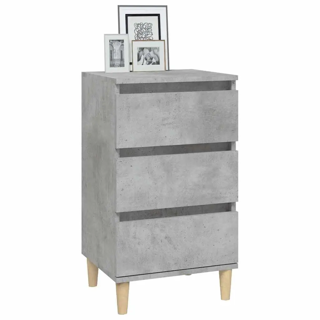 Engineered Wood Nightstand Grey 3 Drawer Bedside Cabinet 40x35x70cm