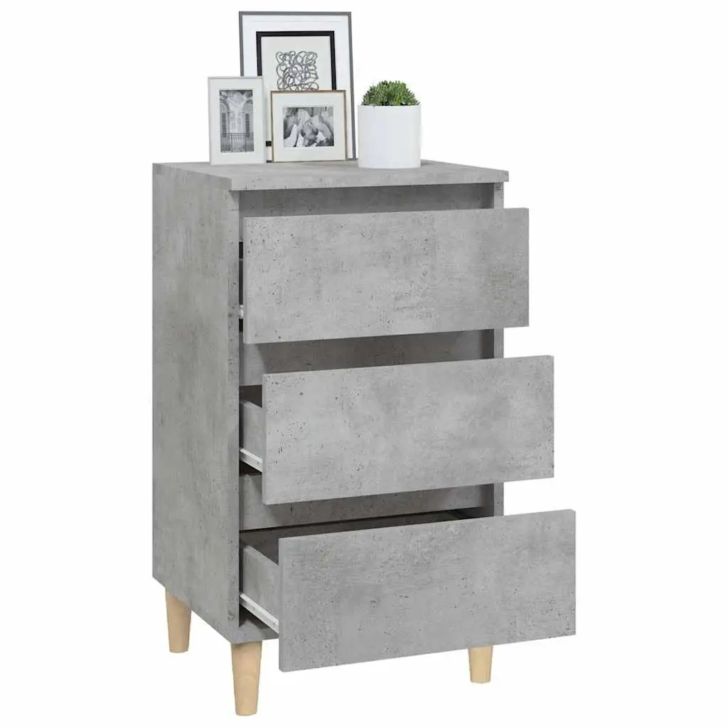 Engineered Wood Nightstand Grey 3 Drawer Bedside Cabinet 40x35x70cm