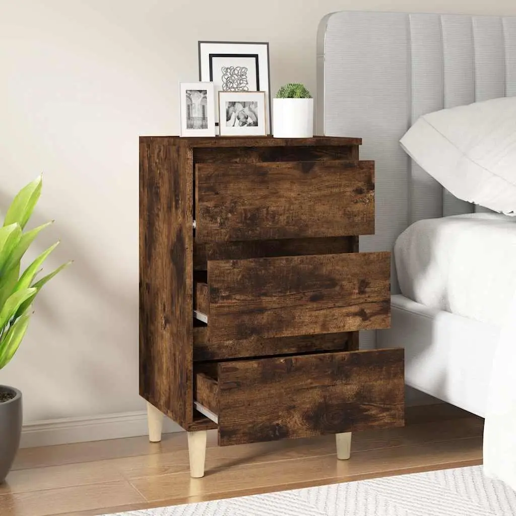 Bedside Cabinet 40x35x70cm Brown 3 Drawer Nightstand Storage Bedroom Furniture