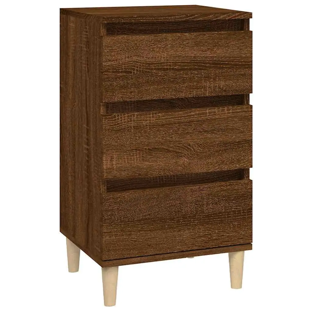 Bedside Cabinet Brown Oak 40x35x70 cm 3 Drawer Organiser