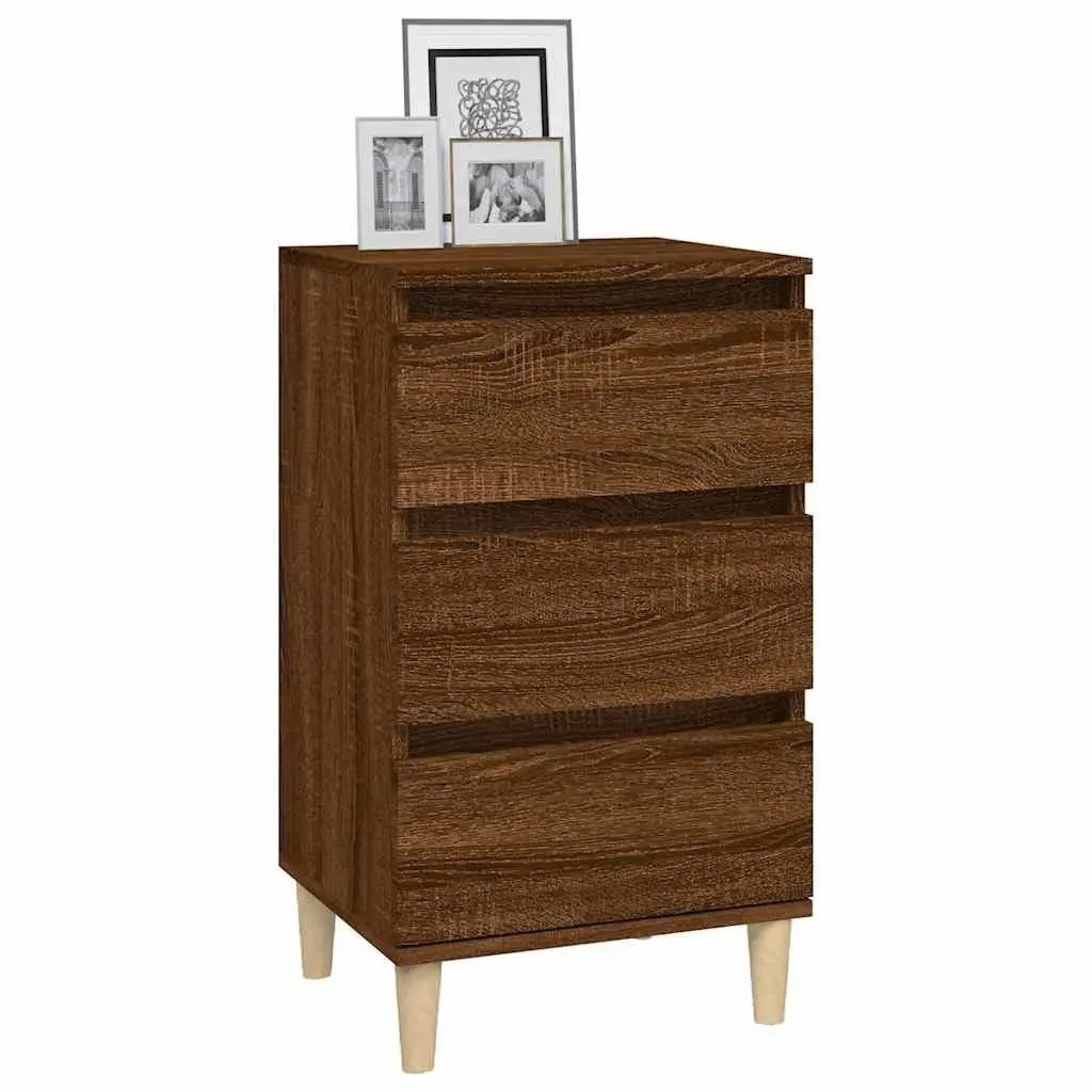 Bedside Cabinet Brown Oak 40x35x70 cm 3 Drawer Organiser