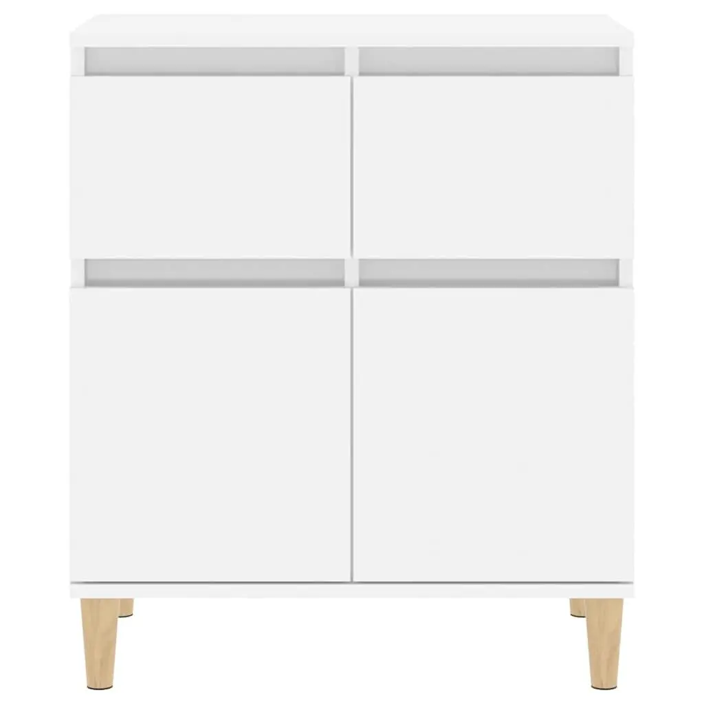 Sideboard High Gloss White Storage Cabinet 60x35x70cm Drawers Compartments