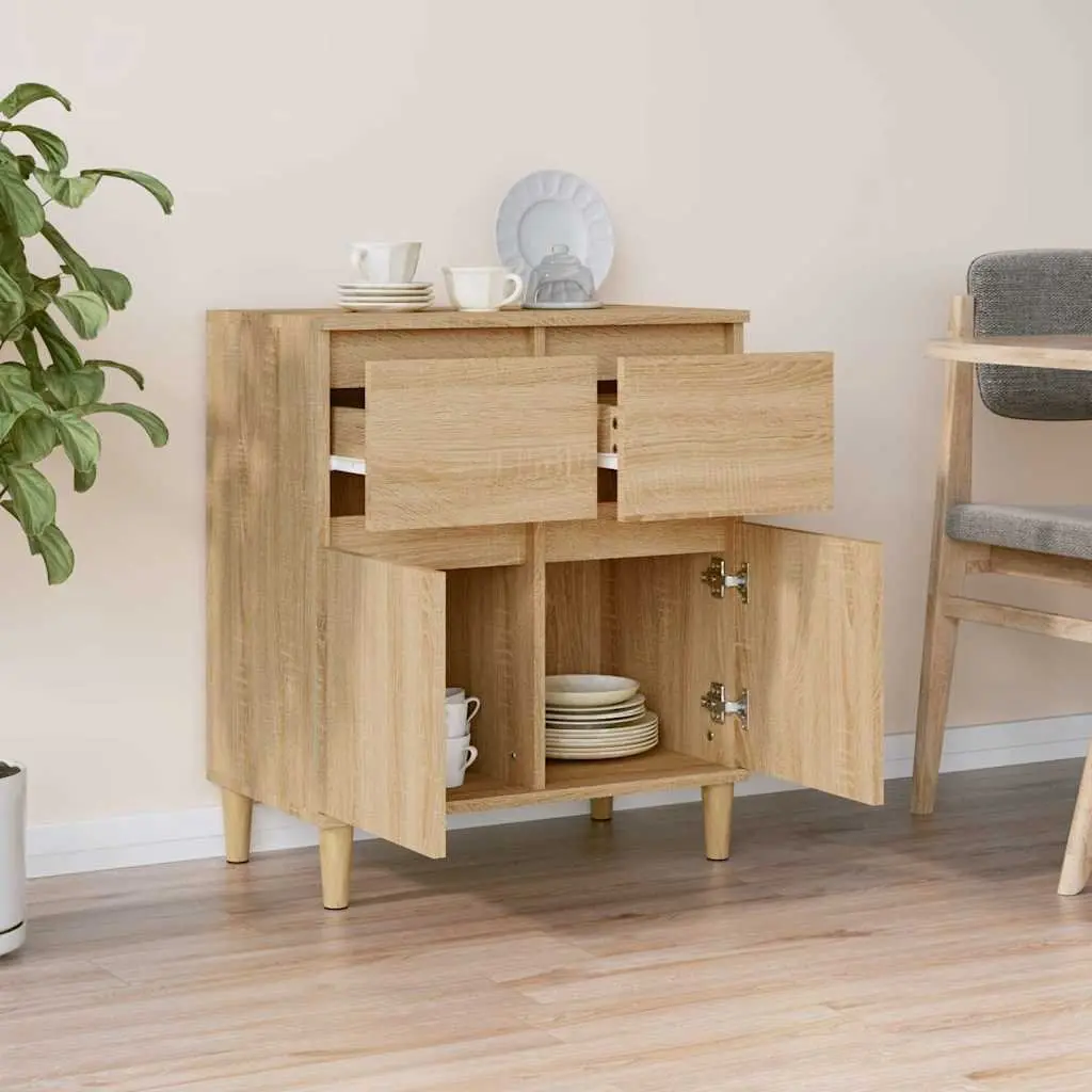 Sideboard Storage Cabinet Brown Engineered Wood 60x35x70cm with Drawers and Compartments
