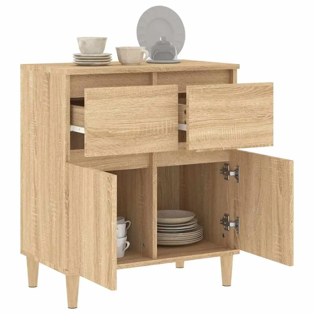 Sideboard Storage Cabinet Brown Engineered Wood 60x35x70cm with Drawers and Compartments