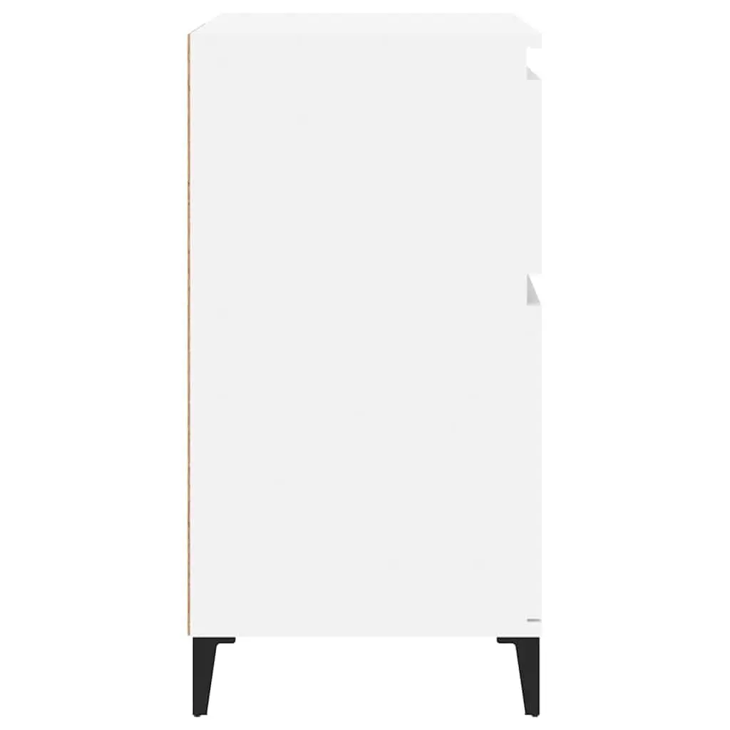 White Sideboard Storage Cabinet 60x35x70cm High Gloss Engineered Wood 2 Drawer