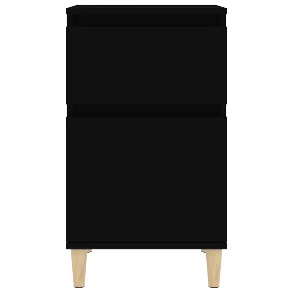 Bedside Cabinet Black Engineered Wood 40x35x70cm