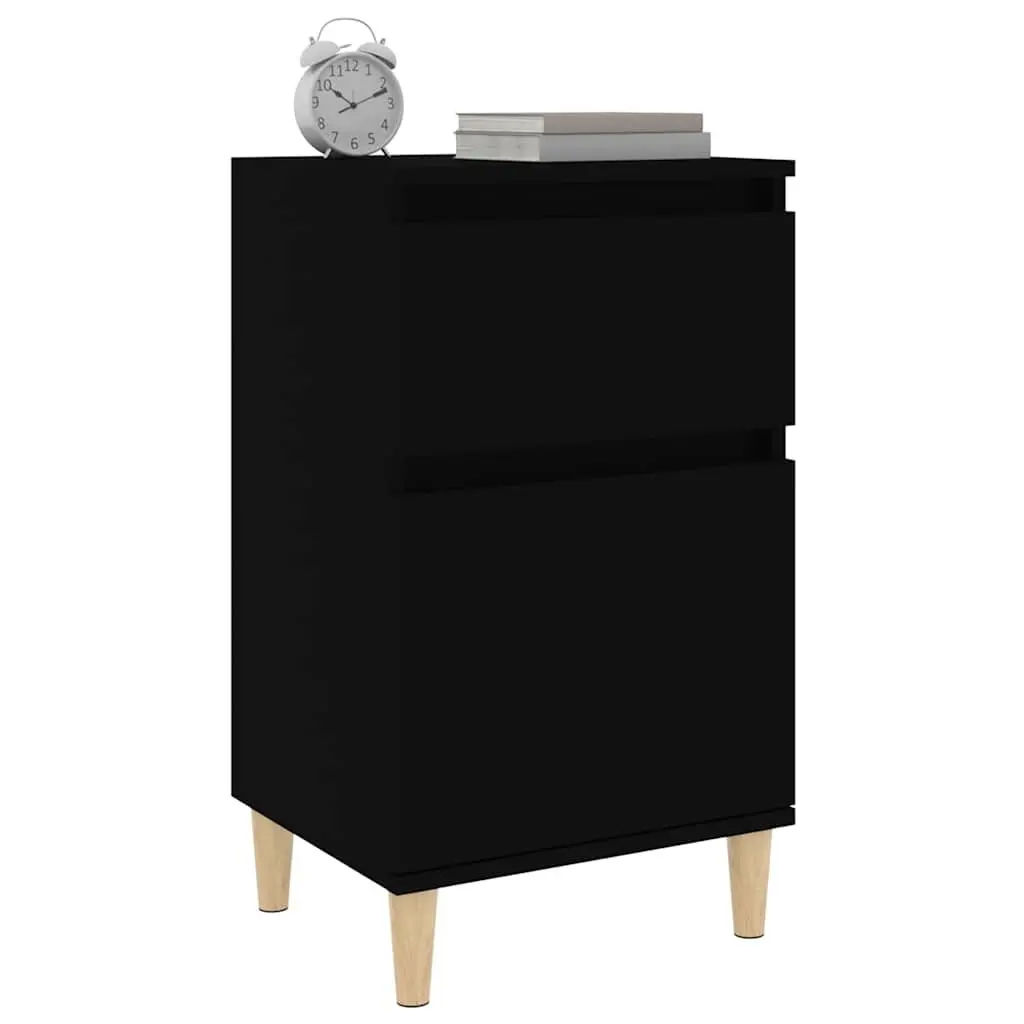 Bedside Cabinet Black Engineered Wood 40x35x70cm