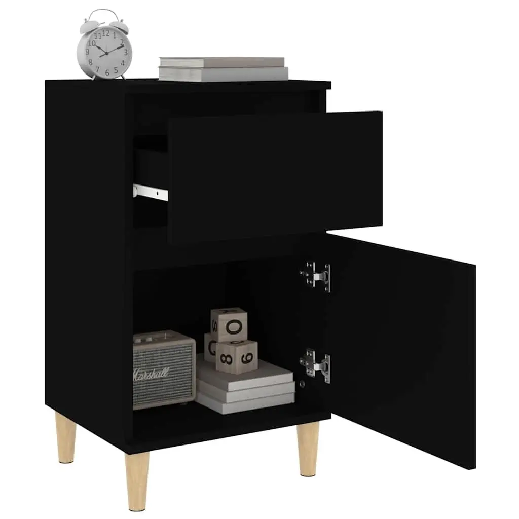 Bedside Cabinet Black Engineered Wood 40x35x70cm
