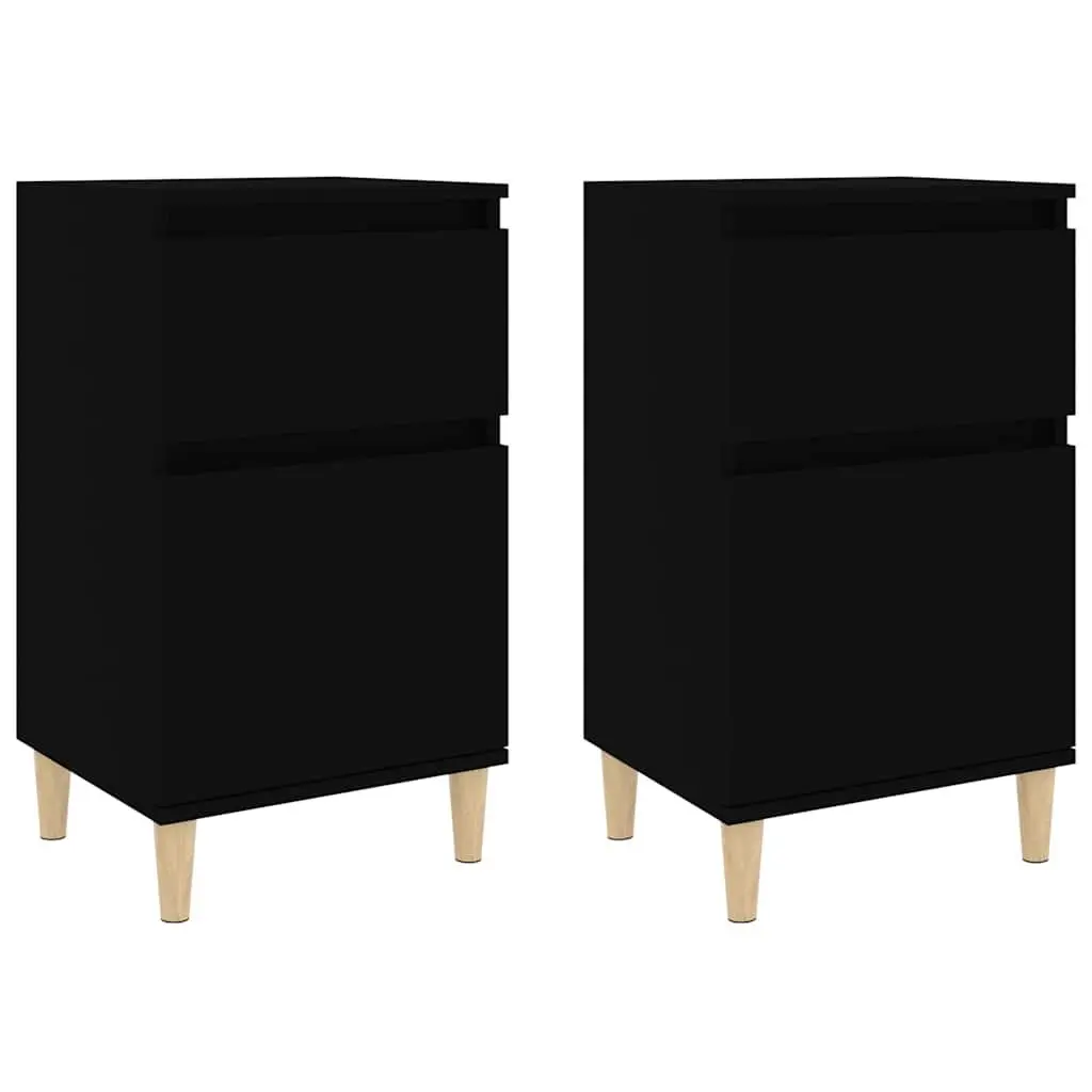 Bedside Cabinets Black Nightstands 2 Pieces Storage Organiser 40 x 35 x 70 cm