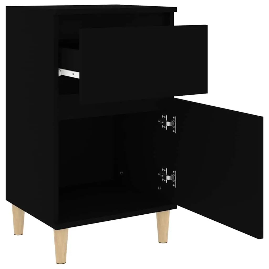 Bedside Cabinets Black Nightstands 2 Pieces Storage Organiser 40 x 35 x 70 cm