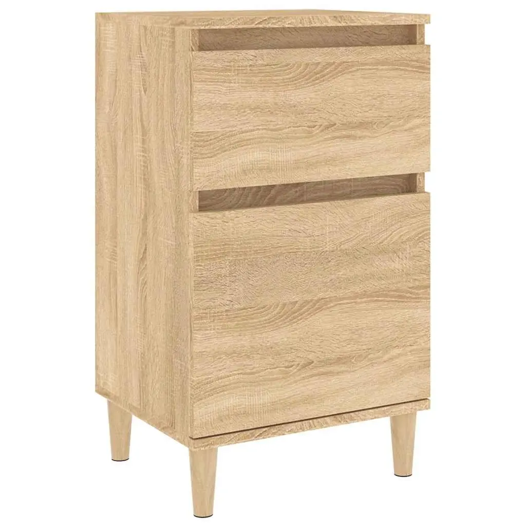 Bedside Table Cabinet Brown Engineered Wood Storage Nightstand 40 x 35 x 70 cm