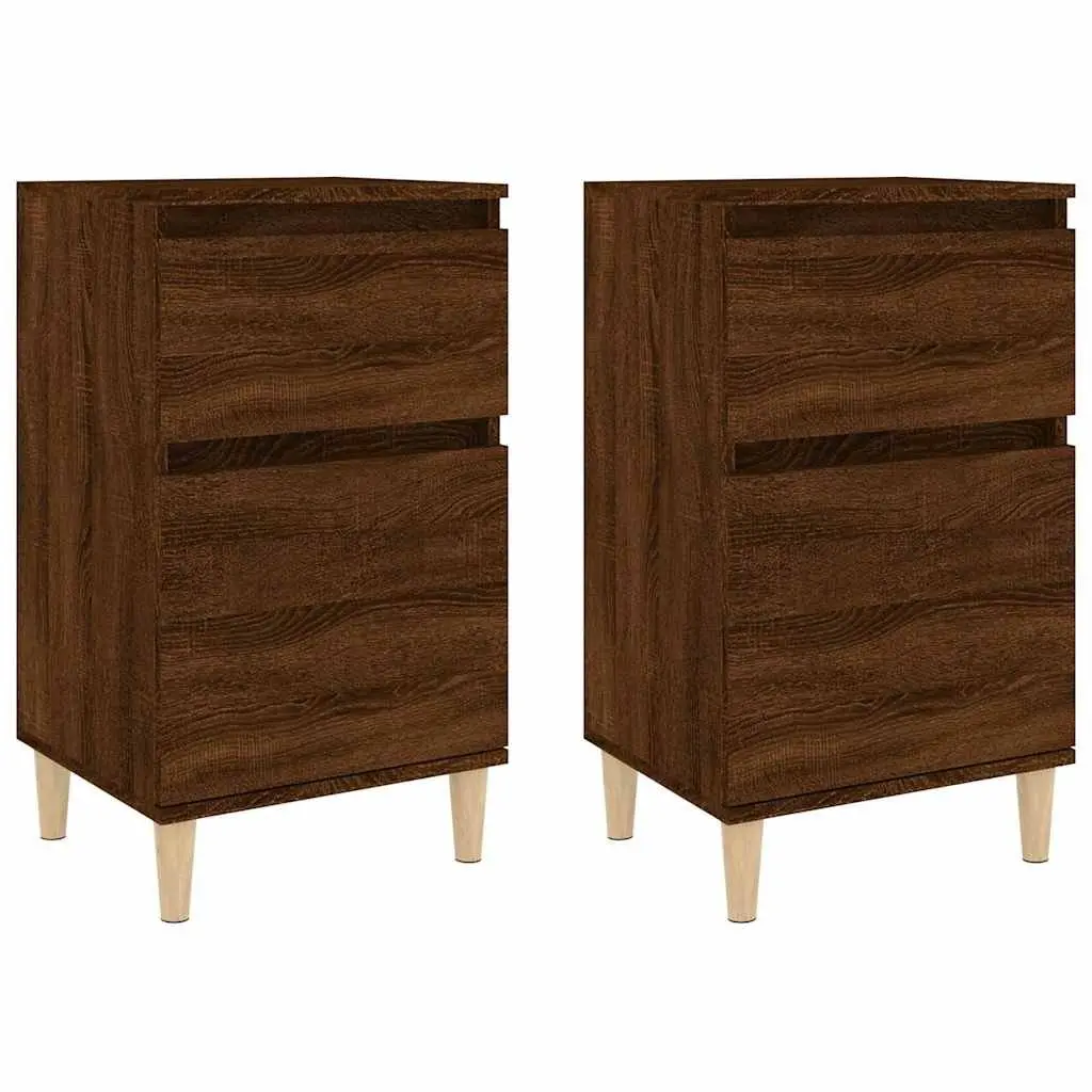 Bedside Table Brown Oak Storage Nightstand 40x35x70cm