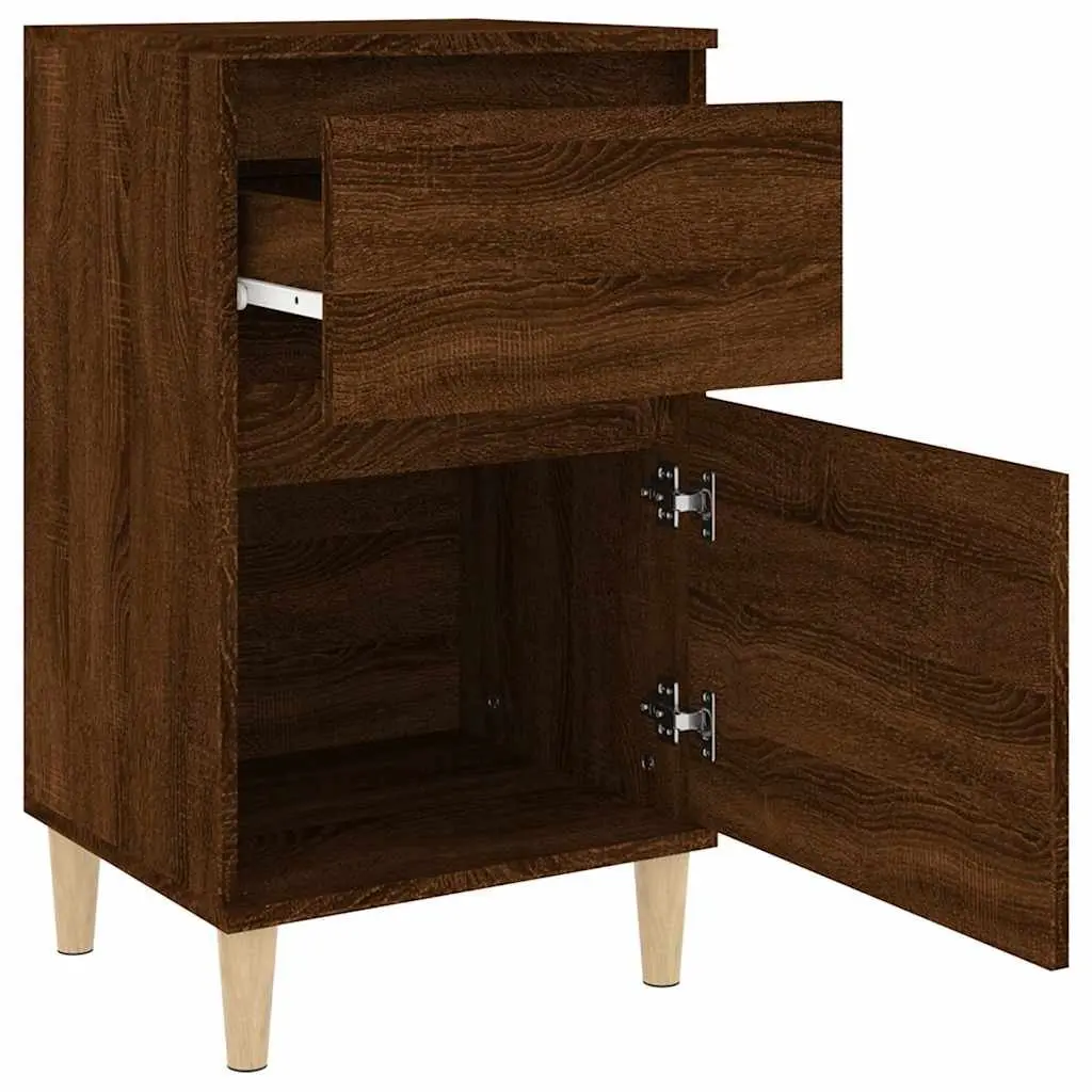Bedside Table Brown Oak Storage Nightstand 40x35x70cm