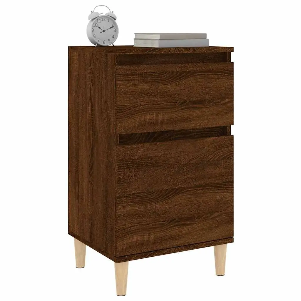 Bedside Table Brown Oak Storage Nightstand 40x35x70cm