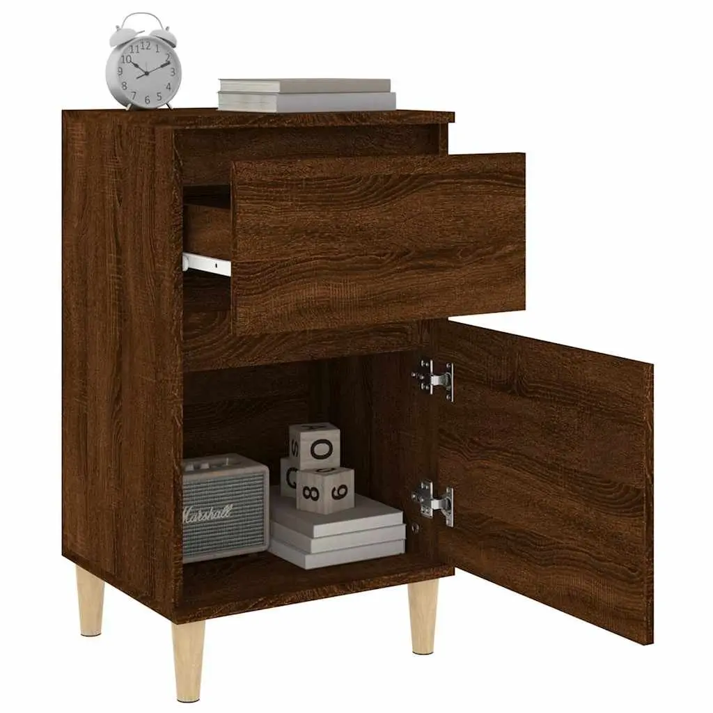 Bedside Table Brown Oak Storage Nightstand 40x35x70cm