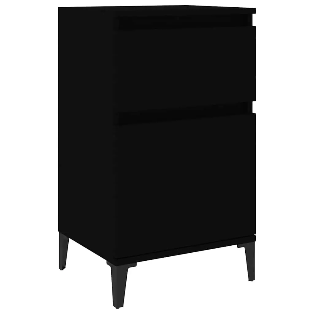 Bedside Cabinet Black Engineered Wood Storage Organiser 40x35x70cm