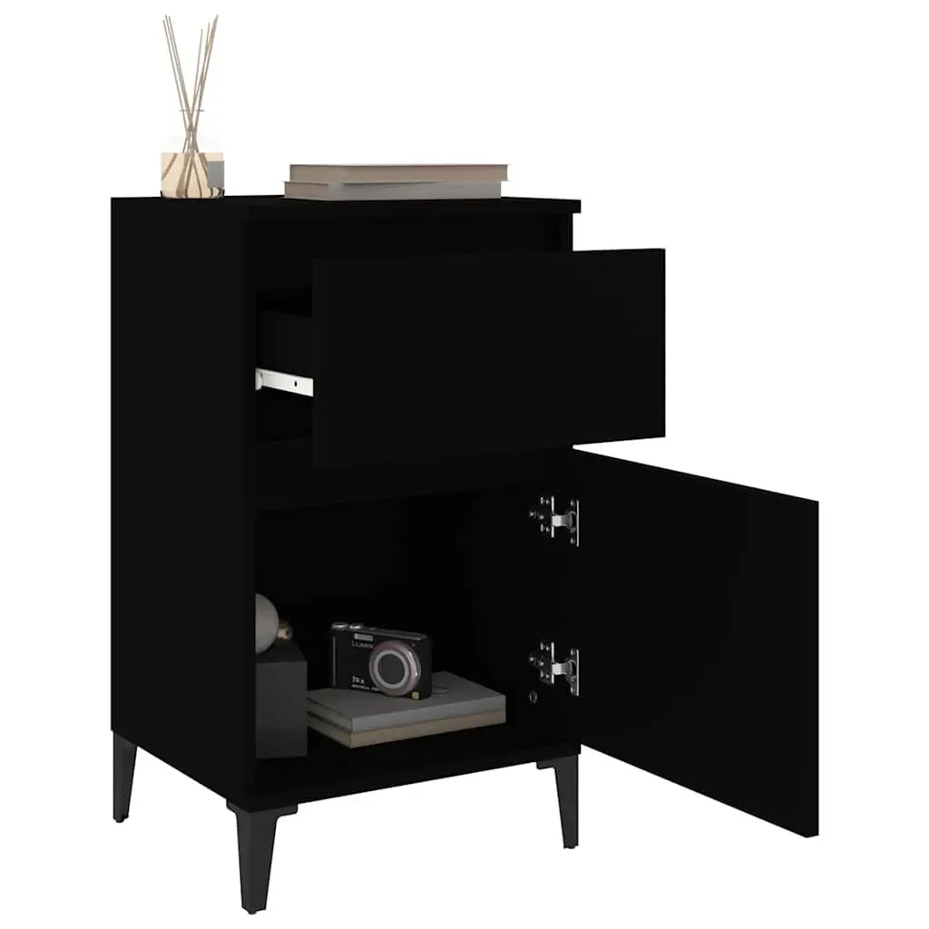 Bedside Cabinets Black Storage 40x35x70 cm Set of 2