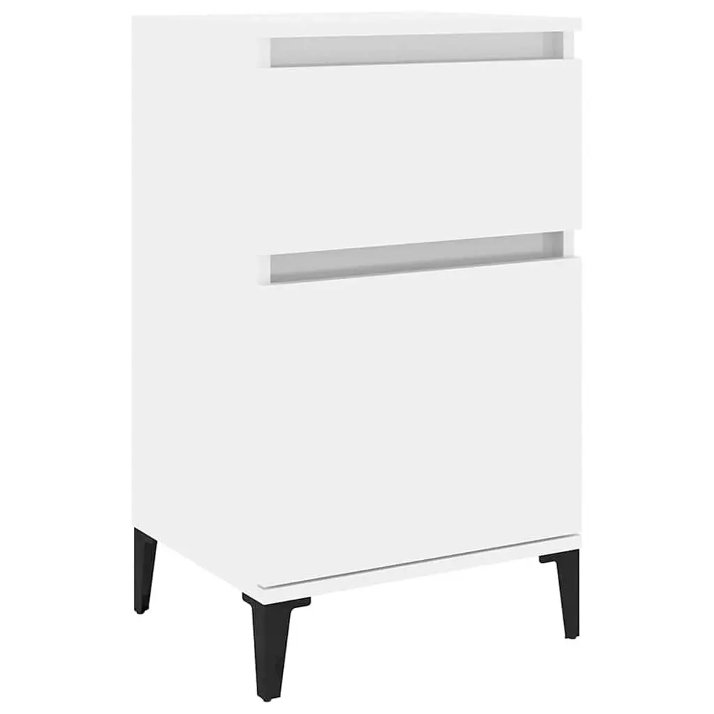 Bedside Cabinet White High Gloss Storage Table 40 x 35 x 70 cm