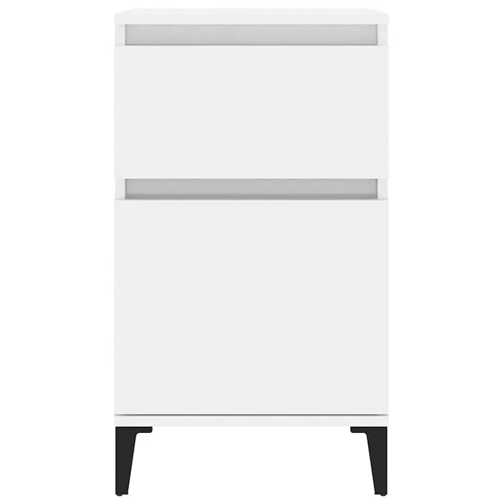 Bedside Cabinet White High Gloss Storage Table 40 x 35 x 70 cm