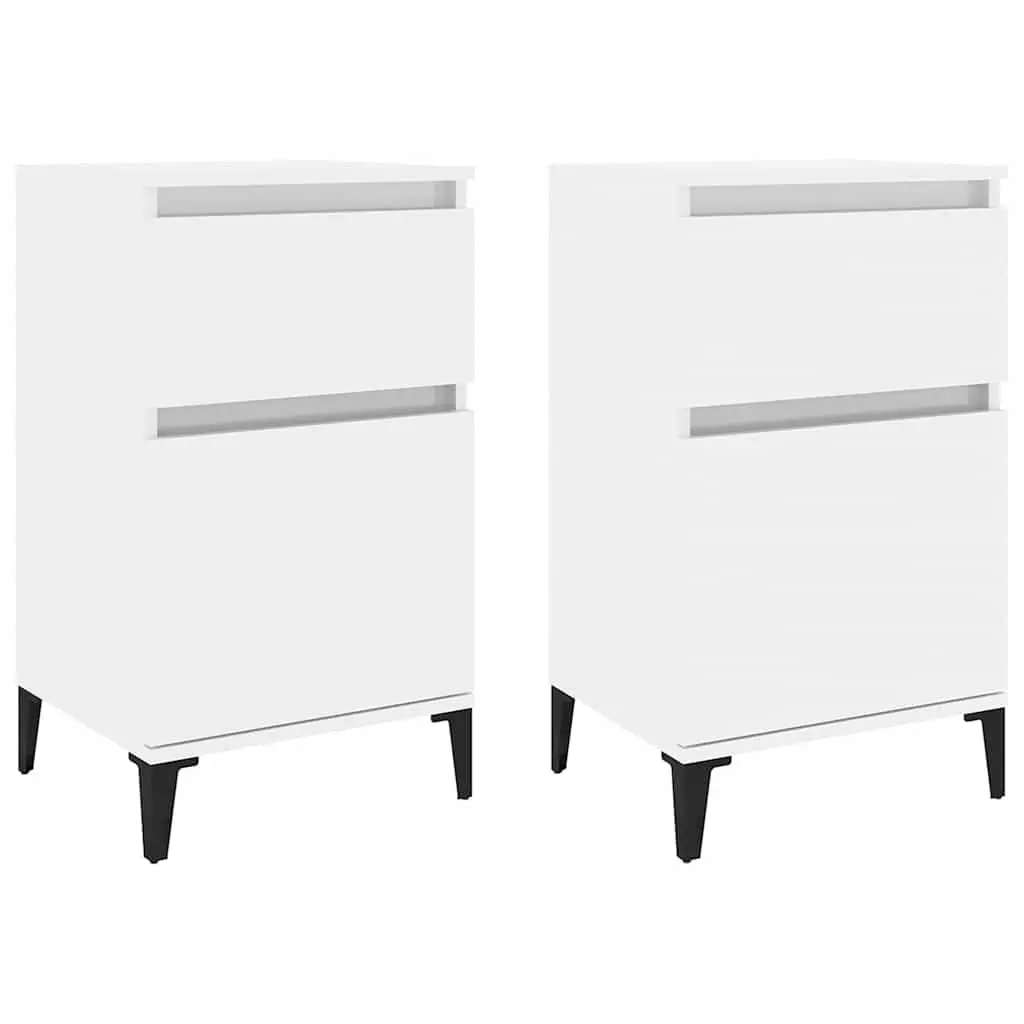 Bedside Cabinets White 40x35x70 cm 2 Piece Storage Nightstand Furniture
