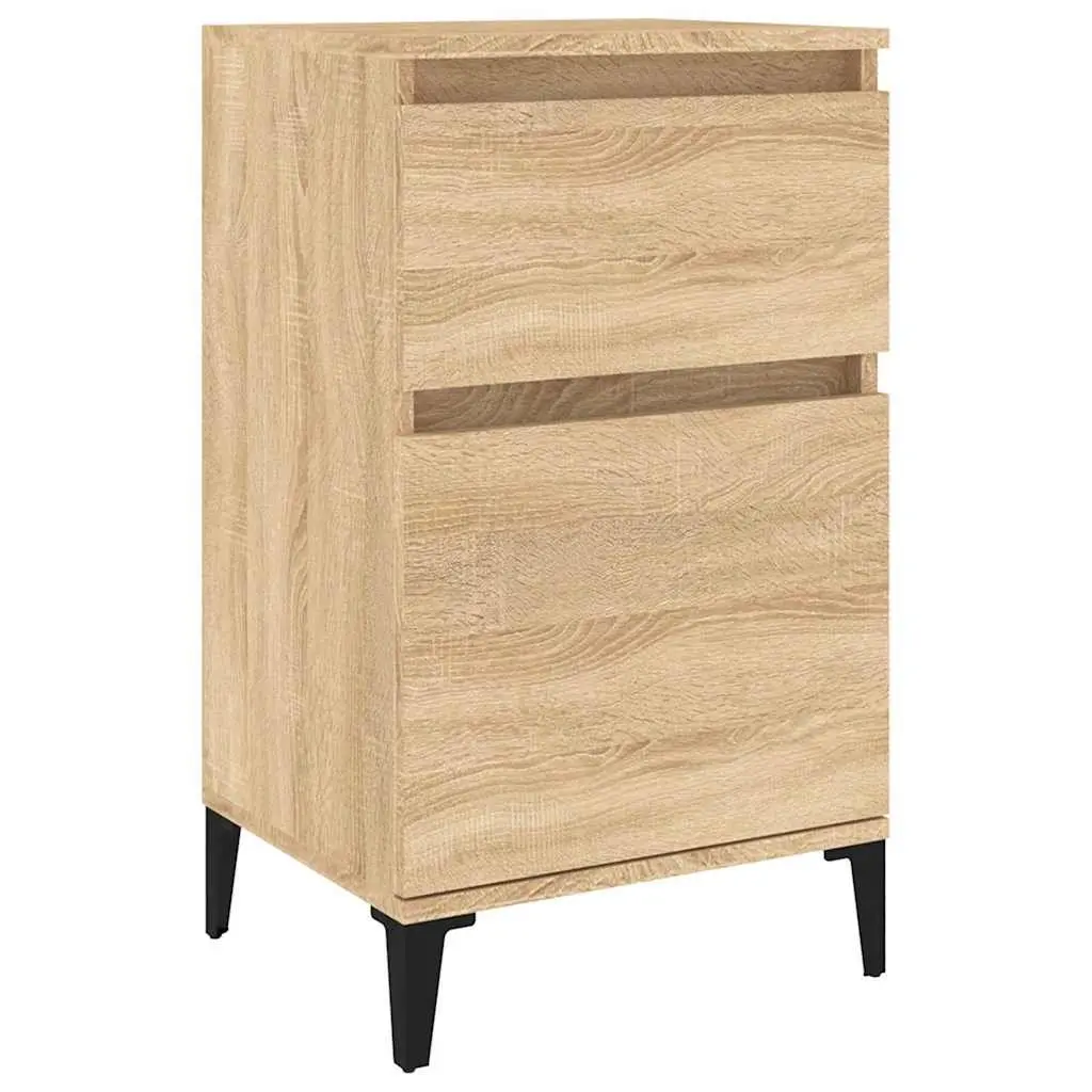 Bedside Cabinet Brown Engineered Wood Nightstand Storage Drawer 40 x 35 x 70 cm