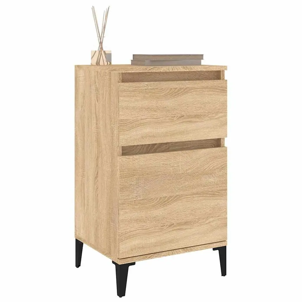 Bedside Cabinet Brown Engineered Wood Nightstand Storage Drawer 40 x 35 x 70 cm