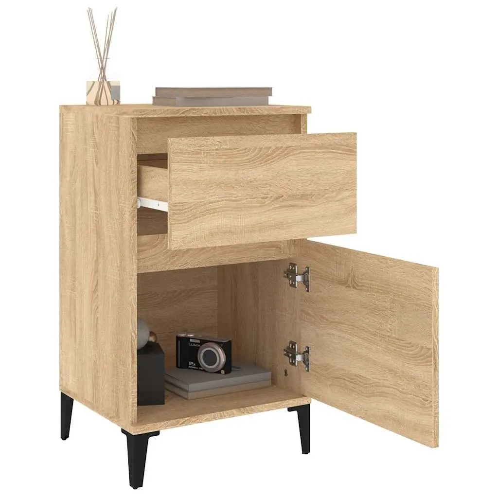 Bedside Cabinet Brown Engineered Wood Nightstand Storage Drawer 40 x 35 x 70 cm